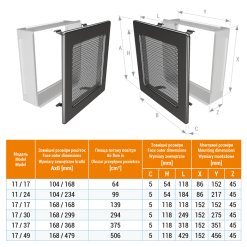 Fireplace ventilation grille SAVEN 11x24 graphite. Photo 3