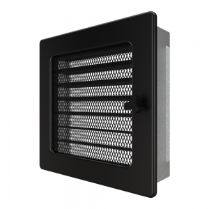 Fireplace ventilation grille SAVEN 17х17 black with blinds. Photo 2