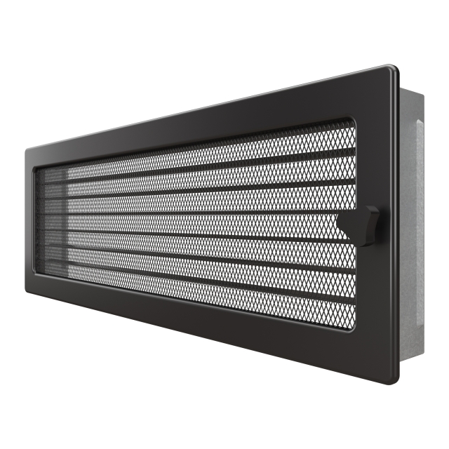 Fireplace ventilation grille SAVEN 17х49 graphite with blinds. Photo 2