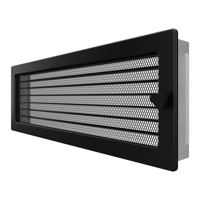Fireplace ventilation grille SAVEN 17х49 black with blinds. Photo 2
