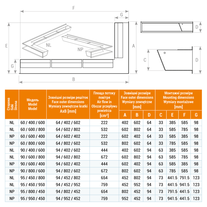 Fireplace ventilation grille 90x400x600 SAVEN Loft Angle left angle white. Photo 4