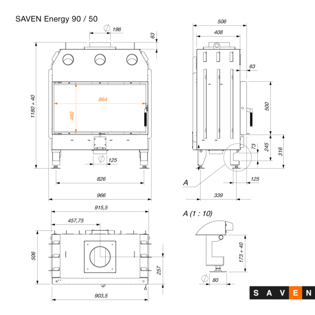 Wkład kominkowy SAVEN Energy 90x50 (19,0 kW) ECO. Zdjęcia 12