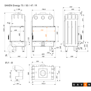 Wkład kominkowy SAVEN Energy 75x50x47R (15,1kW) ECO. Zdjęcia 12