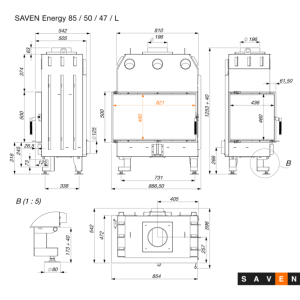 Wkład kominkowy SAVEN Energy 85x50x47L (17,0kW) ECO. Zdjęcia 11