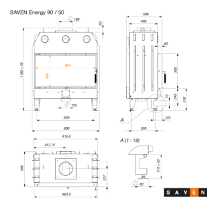 Wkład kominkowy SAVEN Energy 90x50 Black (19,0 kW) ECO. Zdjęcia 9