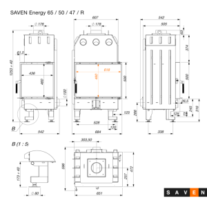 Fireplace insert SAVEN Energy 65х50х47R Black (14,5 kW) ECO. Photo 11