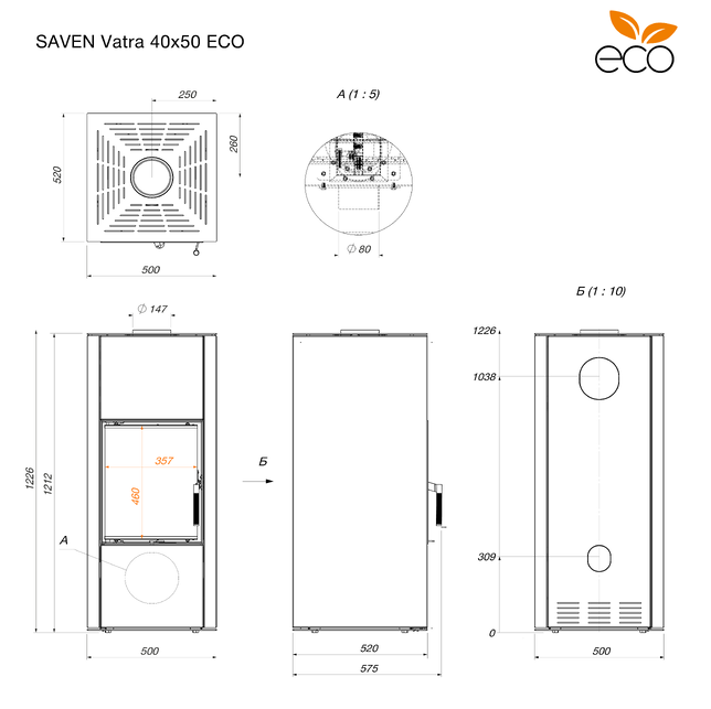 Piec wolnostojący SAVEN Vatra 40х50 Black. Zdjęcia 15