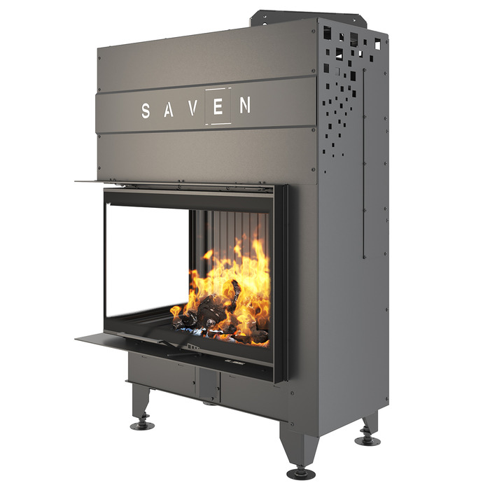 Каминная топка угловая SAVEN Energy Up 75х50х47L Black (15,1 kW) ECO. Фото 3