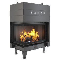 Каминная топка угловая SAVEN Energy Up 75х50х47L Black (15,1 kW) ECO