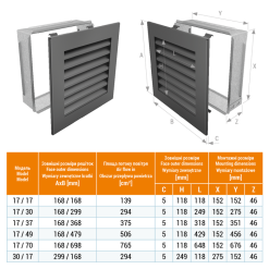 Fireplace ventilation grille SAVEN Hide 17х30 graphite. Photo 3