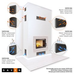 Вентиляційна решітка для каміна SAVEN Hide 17x30 кремова. Фото 4