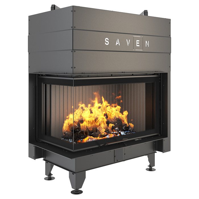Каминная топка угловая SAVEN Energy Up 85х50х47L Black (17,0 kW) ECO