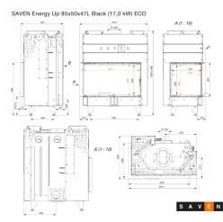 Wkład kominkowy SAVEN Energy Up 85x50x47L Black (17,0 kW) ECO. Zdjęcia 12