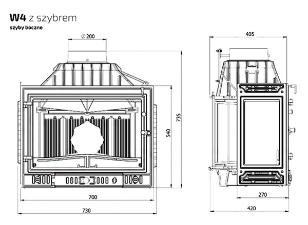 Камінна топка KAWMET W4 LB (14.5 kW). Креслення