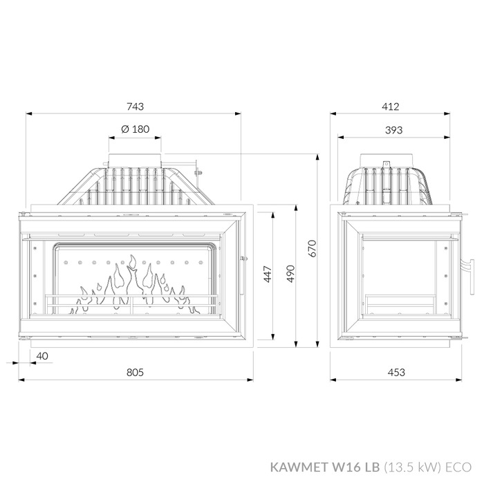 Wkład kominkowy KAWMET W16 LB (13.5 kW) ECO. Zdjęcia 8