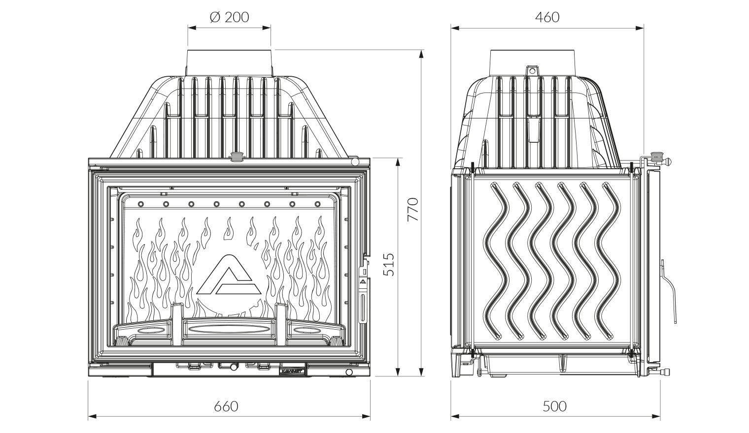 Камінна топка KAWMET W17 Dekor (16.1 kW) EСO. Креслення
