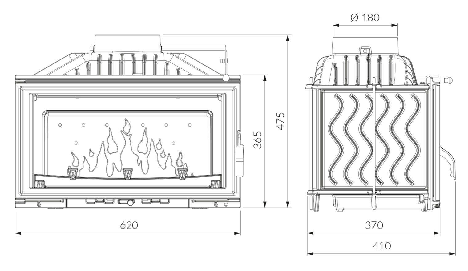 Камінна топка KAWMET W15 (9.4 kW) EСO. Креслення