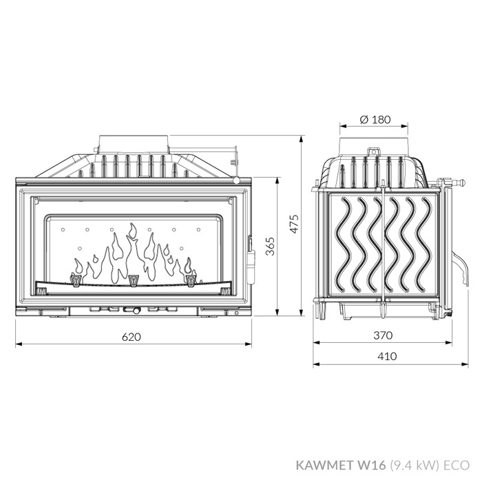 Каминная топка KAWMET W16 (9.4 kW) EСO. Фото 8