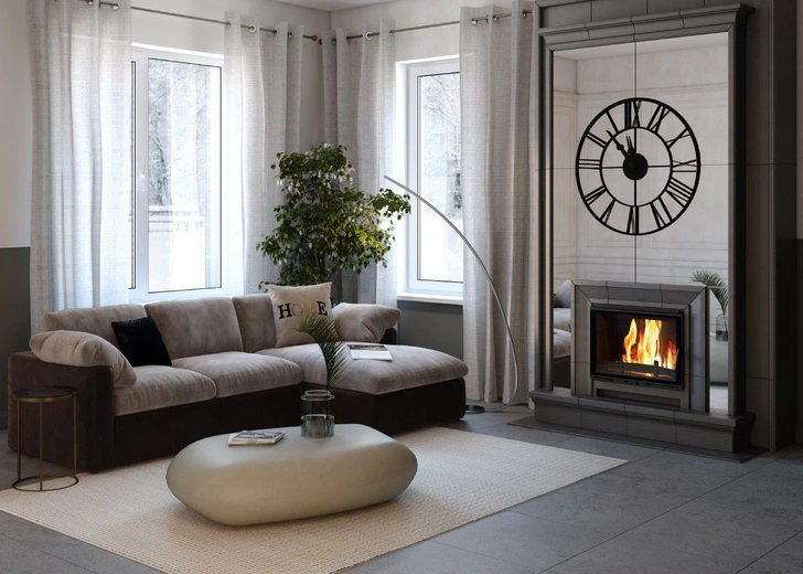 Wkład kominkowy KAWMET W17 Dekor (12.3 kW) ECO we wnętrzu