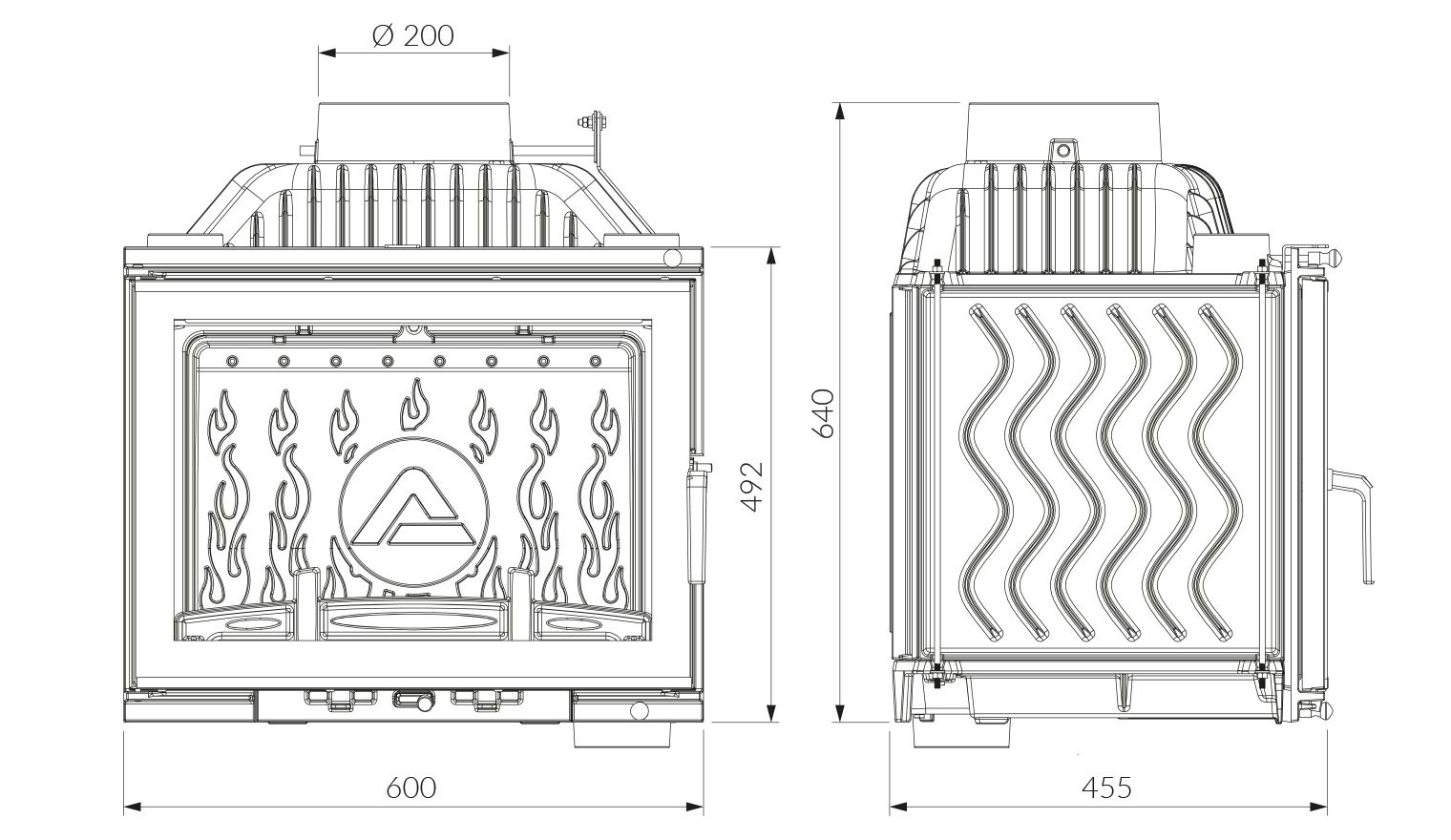 Камінна топка KAWMET W17 Dekor (12.3 kW) EСO. Креслення