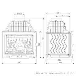 Камінна топка KAWMET W17 Panorama (16.1 kW) EСO. Фото 8