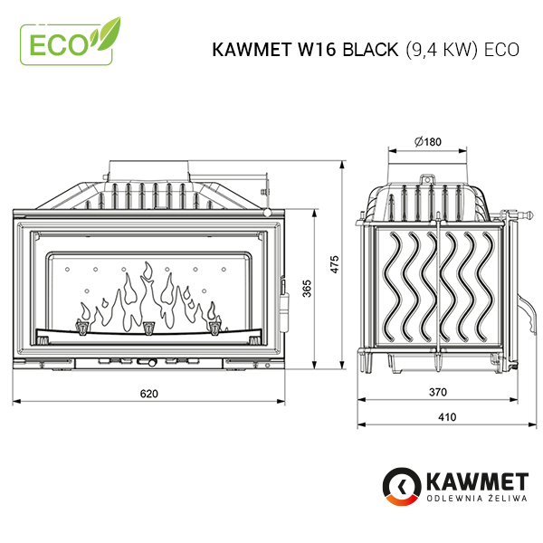 Fireplace insert KAWMET W16 Black (9.4 kW) ECO. Photo 8