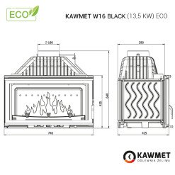 Fireplace insert KAWMET W16 Black (13.5 kW) ECO. Photo 9