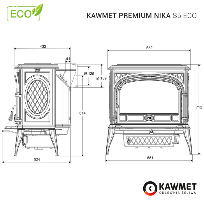 Чавунна піч KAWMET Premium NIKA S5 ECO. Фото 18