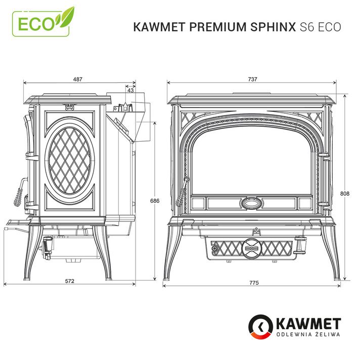 Stove KAWMET Premium SPHINX S6 ECO. Photo 17