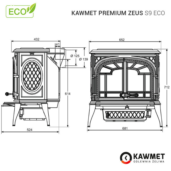 Чавунна піч KAWMET Premium ZEUS S9 ECO. Фото 30