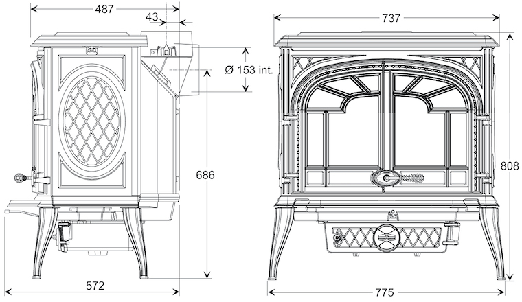 Чавунна піч KAWMET Premium SPARTA S10 ECO. Креслення