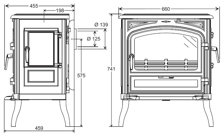 Stove KAWMET Premium EOS S13 ECO. Technical drawing