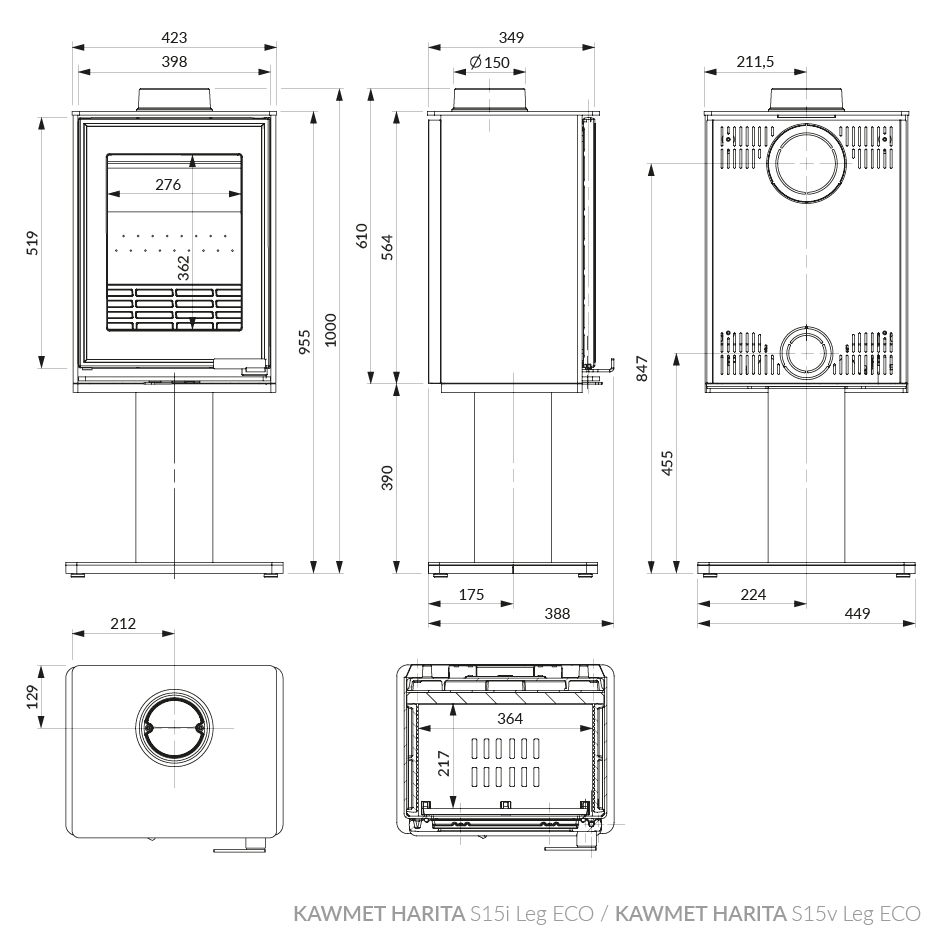 Піч камін KAWMET HARITA S15v L-Box ECO. Креслення
