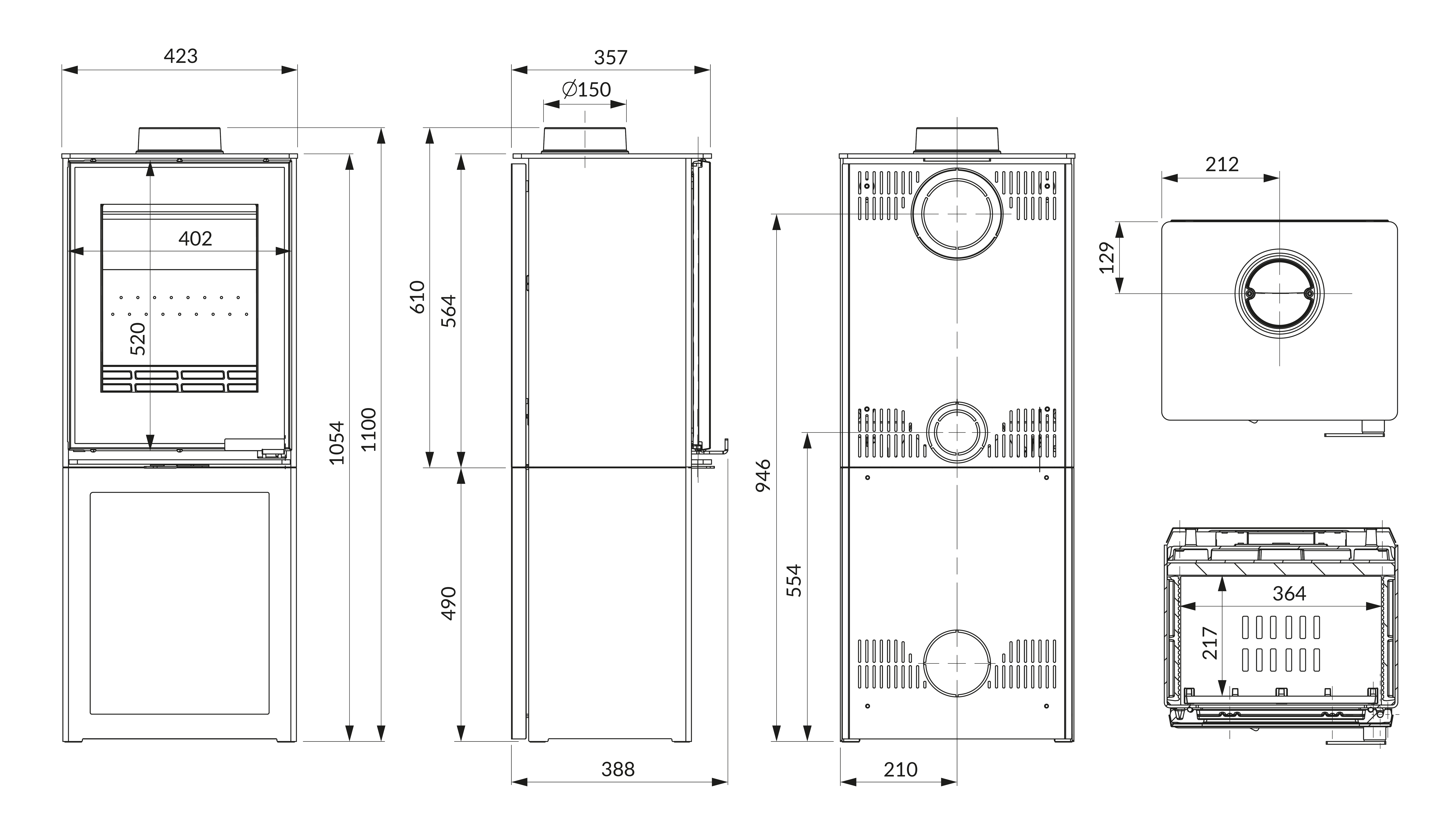 Піч камін KAWMET HARITA S15v L-Box Decor ECO. Креслення