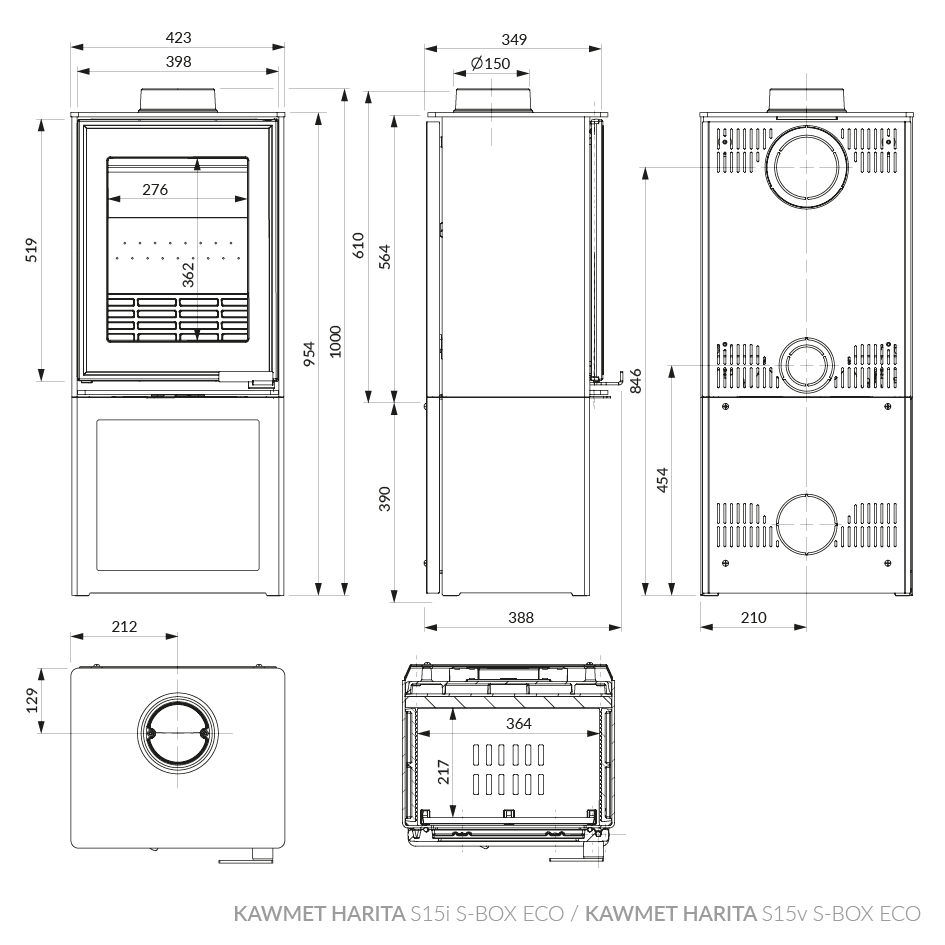 Піч камін KAWMET HARITA S15v S-Box ECO. Креслення