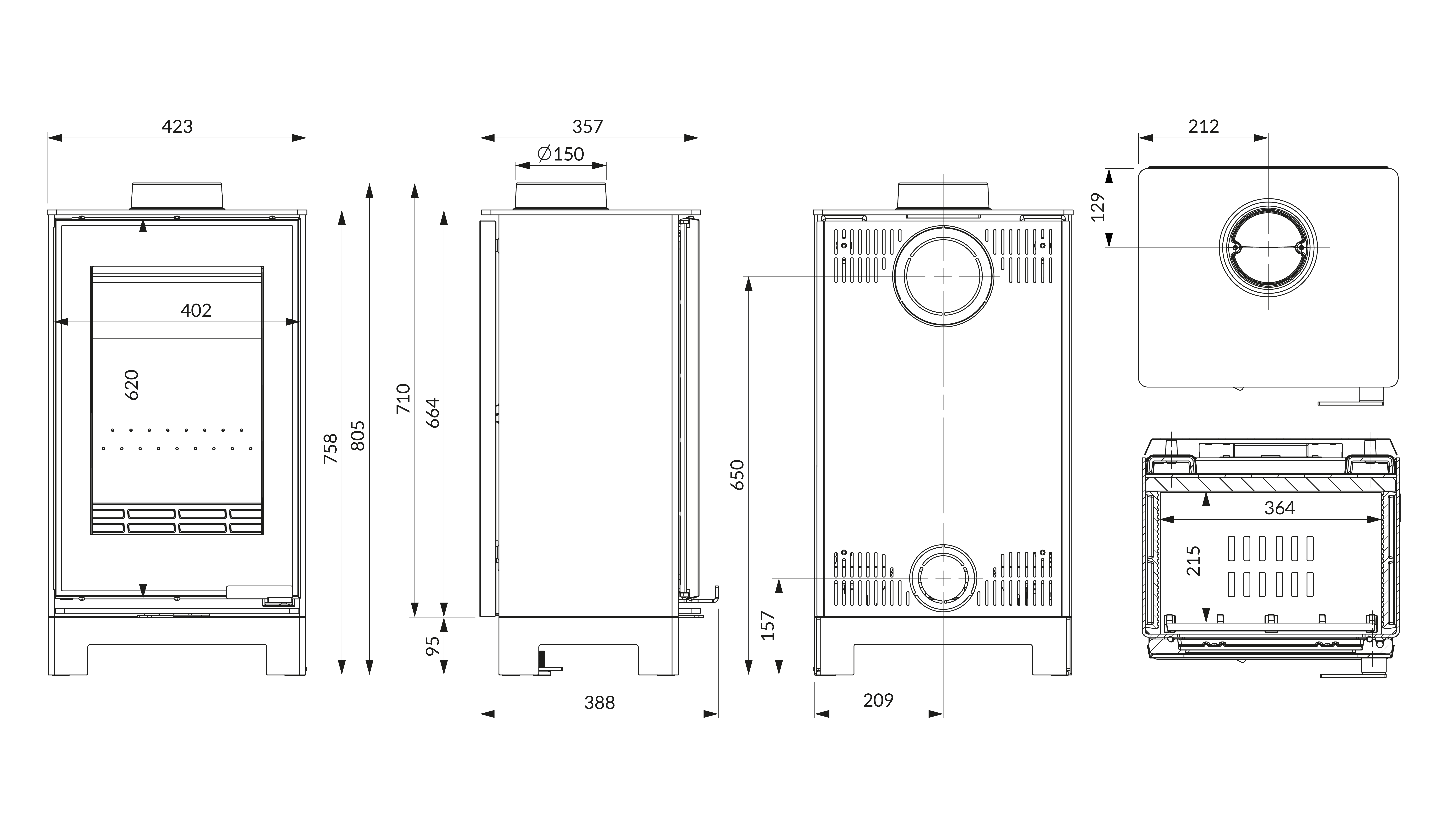 Піч камін KAWMET VENUS S16 Basic Decor ECO. Креслення