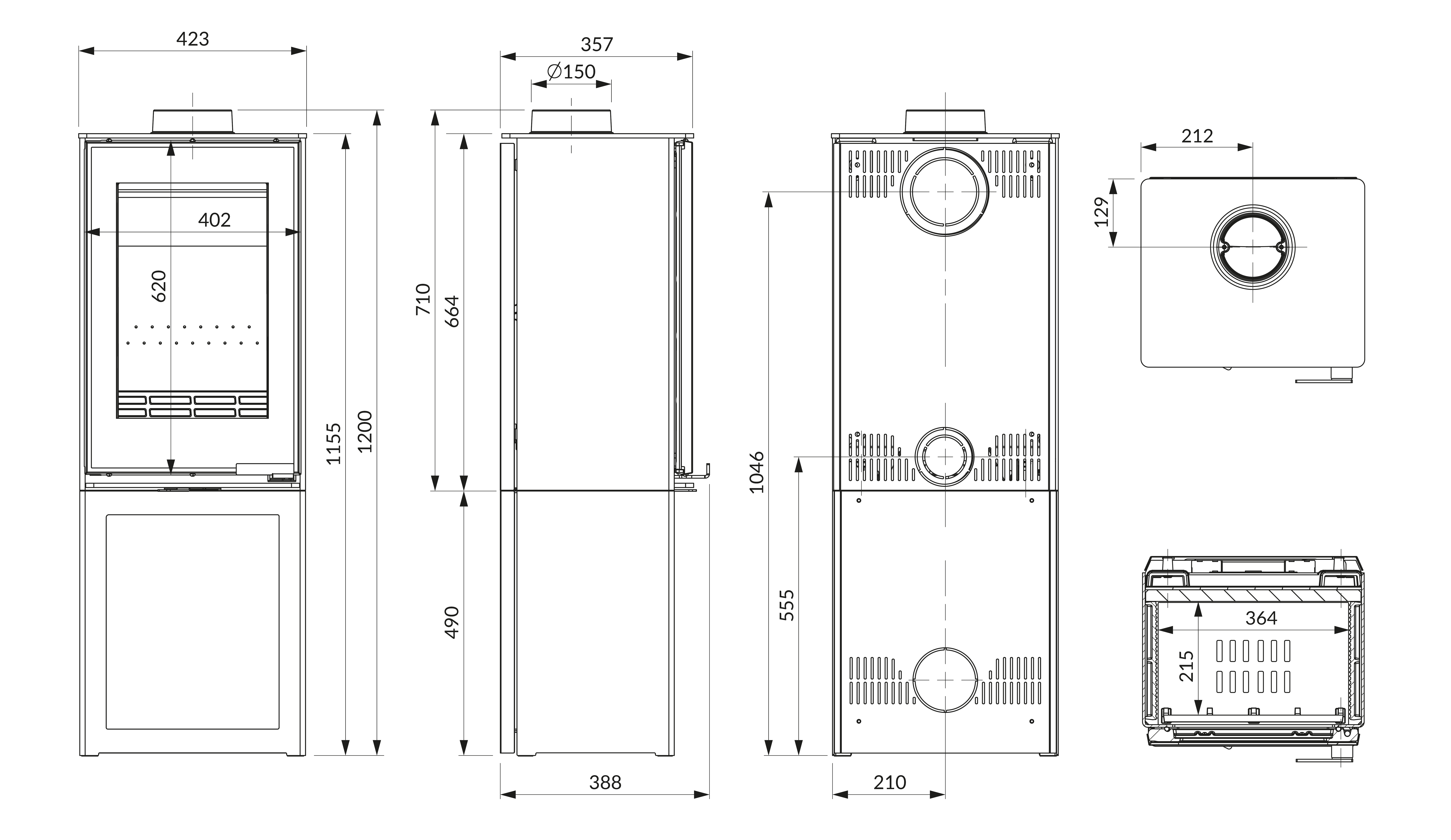 Піч камін KAWMET VENUS S16 L-Box Decor ECO. Креслення