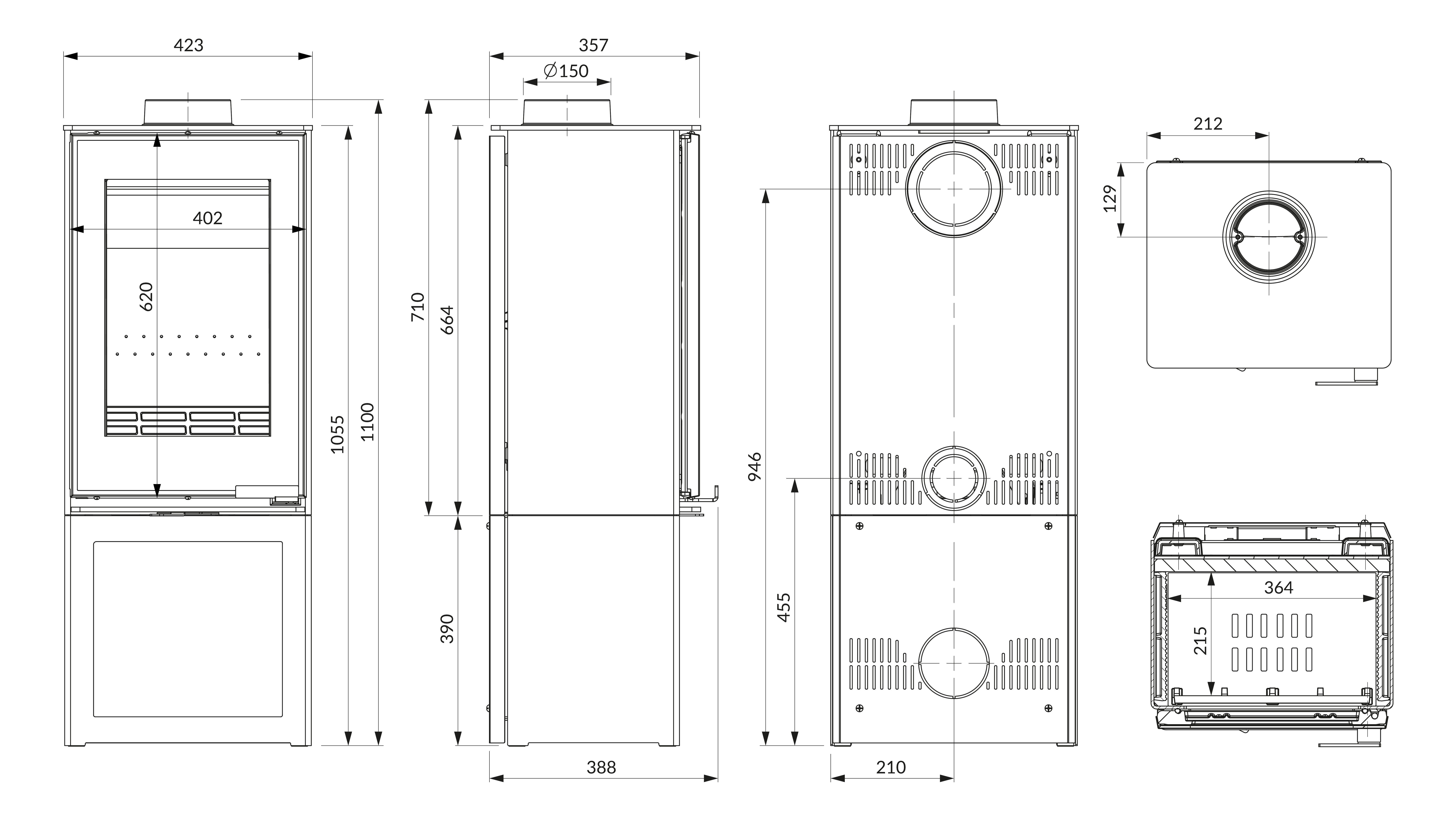 Піч камін KAWMET VENUS S16 S-Box Decor ECO. Креслення