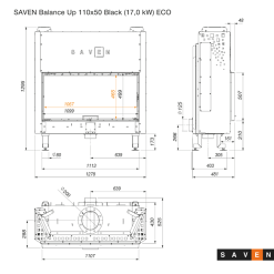 Wkład kominkowy SAVEN Balance Up 110x50 Black ECO. Zdjęcia 10