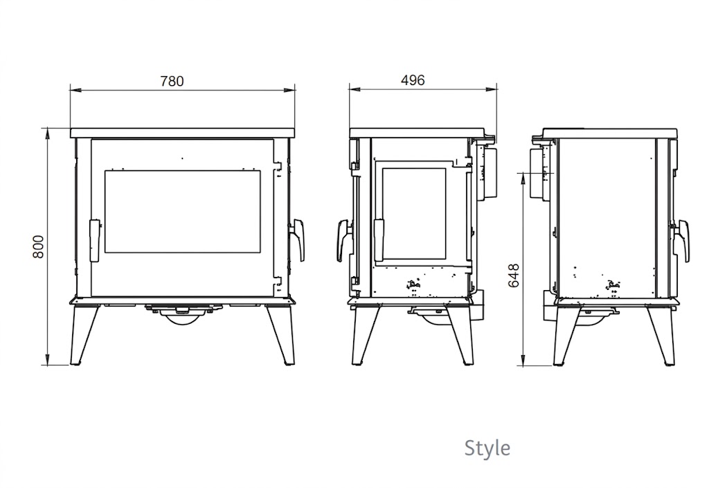 Чугунная печь SELECTA BRUTUS STYLE 12kW. Технический рисунок