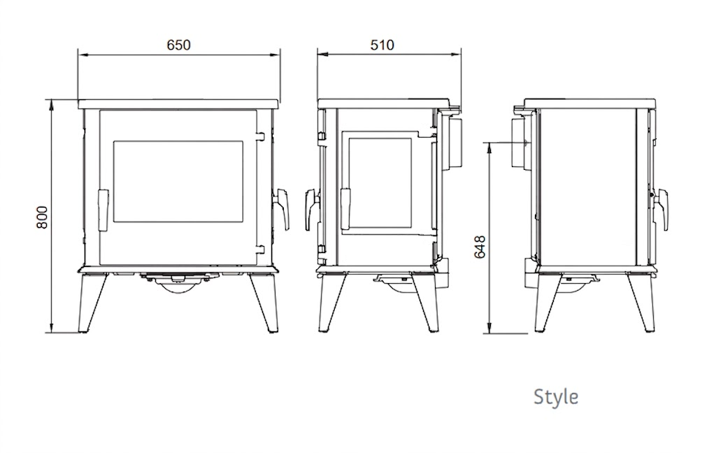 Cast Iron Stove Selecta Urus Style 9 kW. Technical drawing